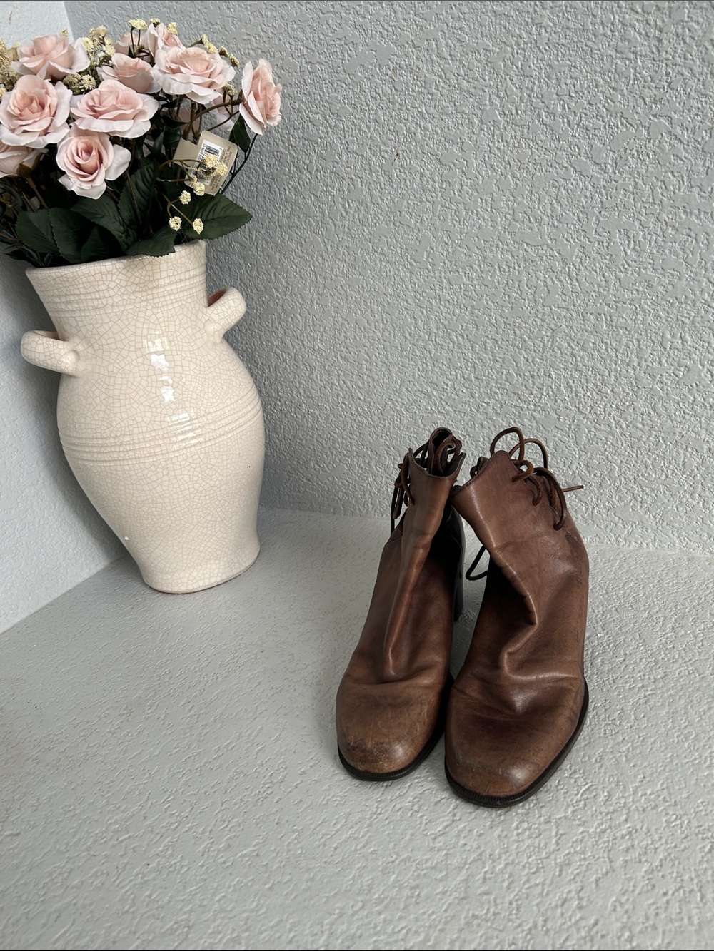 Enzo Angiolini Brown Leather Lace-Up Ankle Boots